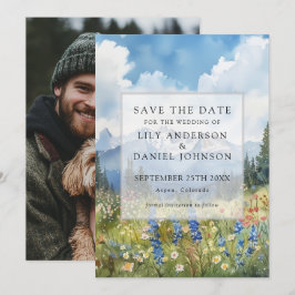 Berg-Wildblumen Blumenwiese Foto-Hochzeit Save The Date