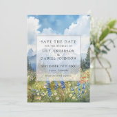 Berg-Wildblumen Blumenwiese Hochzeit Save The Date (Stehend Vorderseite)