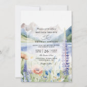 Berg-Wildblumen-Landschaft QR-Code-Hochzeit Einladung (Vorderseite)