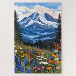 Berg-Wildblumen-Wiesen-Puzzle - Alpiner See La Puzzle