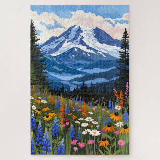 Berg-Wildblumen-Wiesen-Puzzle - Alpiner See La Puzzle