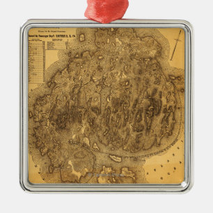 Berg-Wüste IslandPanoramic Karte Ornament Aus Metall