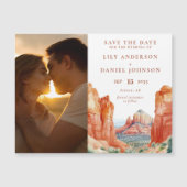 Berg-Wüsten-Foto-Hochzeit Termin merken Magneteinladung (Vorderseite)