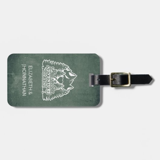 Bergabenteuer beginnt Grüne Halbpension Reisen Gepäckanhänger (Vorderseite horizontal)