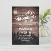 Bergabenteuer Rustikales Camping Rente Einladung (Stehend Vorderseite)