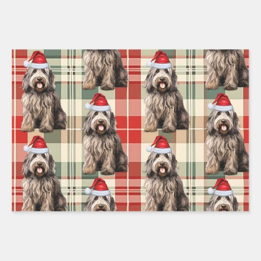 Bergamasco Christmas Dog Kariert Geschenkpapier Set (Vorderseite 3)
