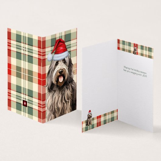 Bergamasco Dog Holiday Karierte Weihnachtskarte (Innenseite und Außenseite)