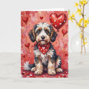 Bergamasco-Schäferhund Valentinstag Hund sitzt Karte