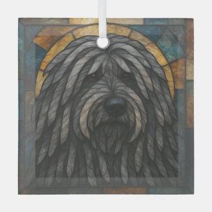 Bergamasco Sheepdog Hund "Stetted Glass" Ornament Aus Glas