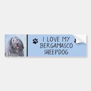 Bergamasco Sheepdog Malerei - Niedlicher Original  Autoaufkleber