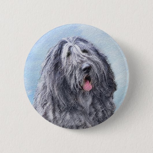Bergamasco Sheepdog Malerei - Niedlicher Original  Button (Vorderseite)