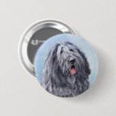 Bergamasco Sheepdog Malerei - Niedlicher Original  Button (Vorne & Hinten)
