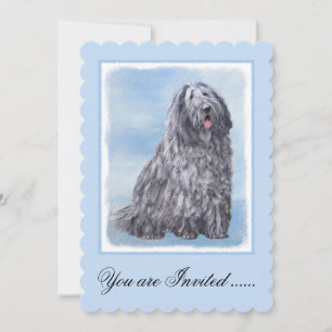 Bergamasco Sheepdog Malerei - Niedlicher Original Einladung