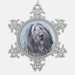 Bergamasco Sheepdog Malerei - Niedlicher Original Schneeflocken Zinn-Ornament