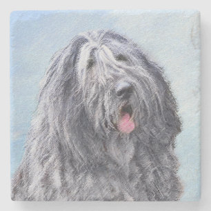 Bergamasco Sheepdog Malerei - Niedlicher Original Steinuntersetzer
