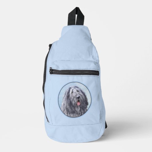 Bergamasco Sheepdog Schepherd Malerei Niedlicher H Crossbody Bag (Vorderseite)