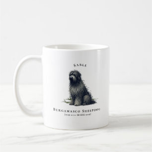Bergamasco Sheepdog Watercolor Dog   Monogramm Kaffeetasse