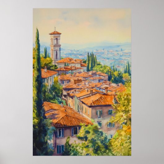 Bergamo Aquarell 1 Poster (Vorne)