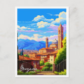 Bergamo Italien Art Vintage Reise Illustration Postkarte (Vorderseite)