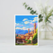 Bergamo Italien Art Vintage Reise Illustration Postkarte (Stehend Vorderseite)