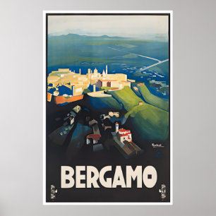 Bergamo Italien Kunst Druck Reiseplakat Retro Poster