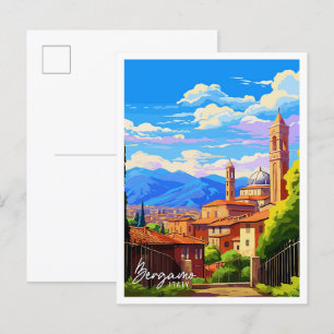 Bergamo Italien Kunst Vintage-Reiseillustration Postkarte