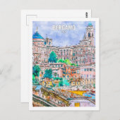 Bergamo Italien Reisen Place Watercolor Postkarte (Vorne/Hinten)