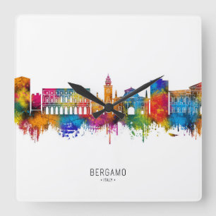 Bergamo Italien Skyline Quadratische Wanduhr
