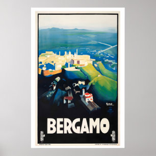 Bergamo Lombardei Italien Vintage-Reiseposter Poster