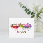 Bergamo skyline im Watercolor Postkarte (Stehend Vorderseite)