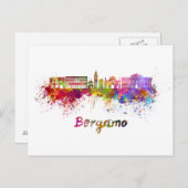 Bergamo skyline im Watercolor Postkarte (Vorne/Hinten)