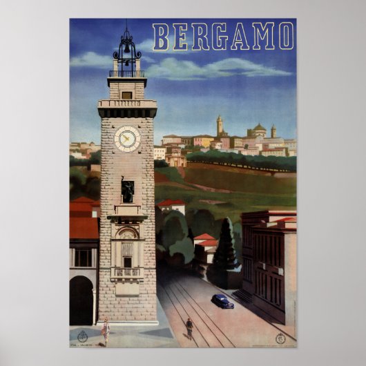 Bergamo Vintage Travel Poster restauriert (Vorne)