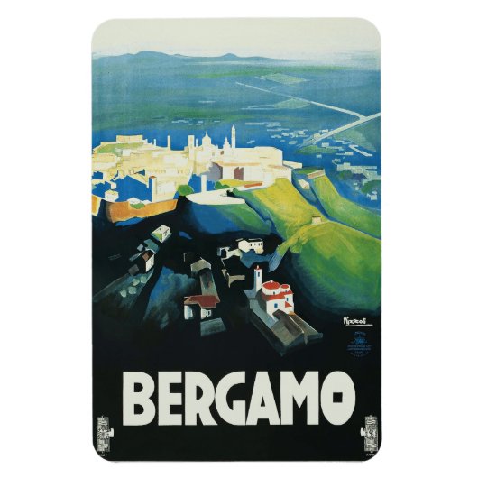 Bergamo | Vintage Travel Souvenir Magnet (Vertikal)