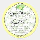 Bergamot Citrus Handmade Artisan Gift Label Runder Aufkleber (Vorderseite)