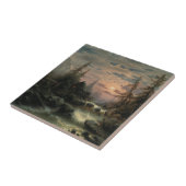 Bergbach im Mondschein - Albert Rieger Fliese (Seite)