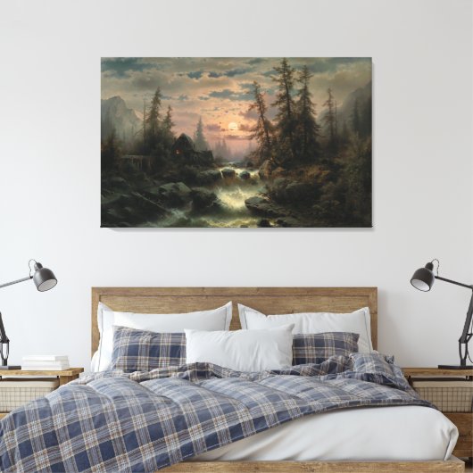 Bergbach im Mondschein - Albert Rieger Leinwanddruck (Insitu (Schlafzimmer))