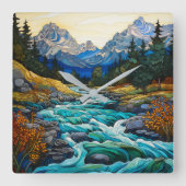 Bergbach Quadratische Wanduhr (Vorderseite)