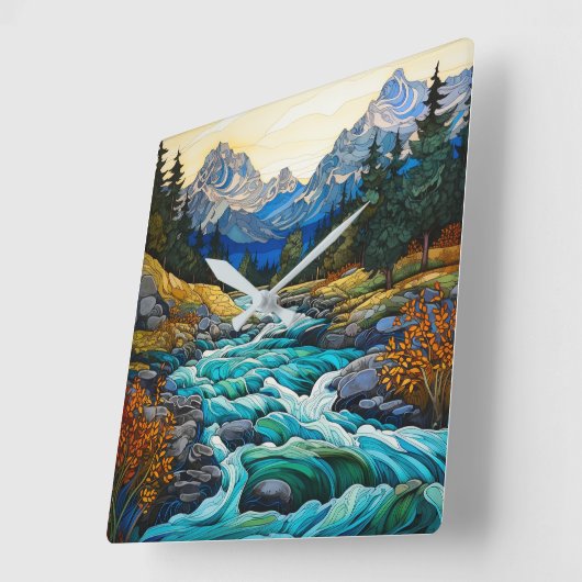 Bergbach Quadratische Wanduhr (Winkel)