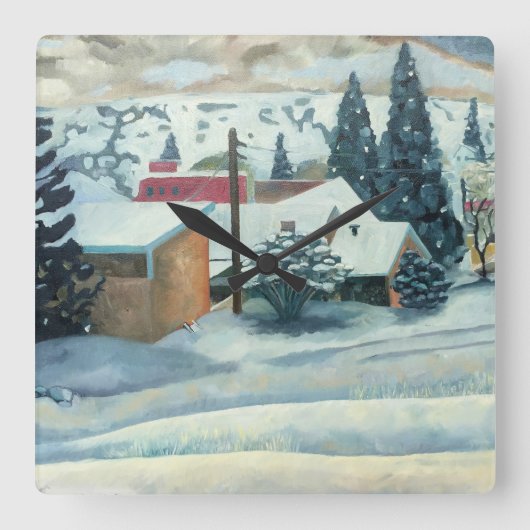 Bergbahn Quadratische Wanduhr (Vorderseite)