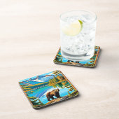 Bergbär: Der See Reflektion Kunst, Dichtung und Mu Getränkeuntersetzer (Rechte Seite)