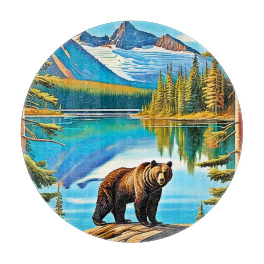 Bergbär: Der See Reflektion Kunst, Dichtung und Mu Schneidebrett (Vorderseite)