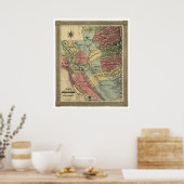 Bergbau in Kalifornien Karte - 1851 Poster (Küche)