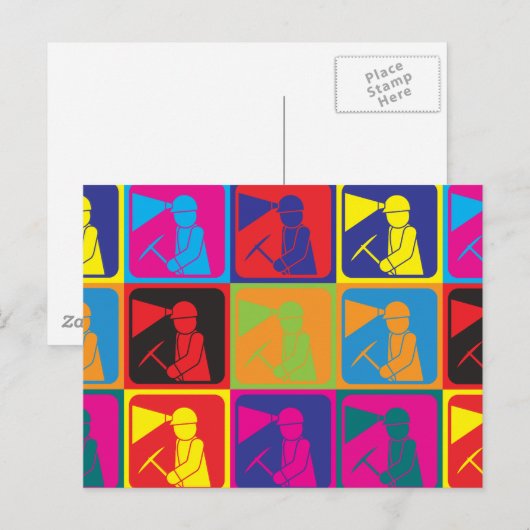 Bergbau Pop Art Postkarte (Vorne/Hinten)