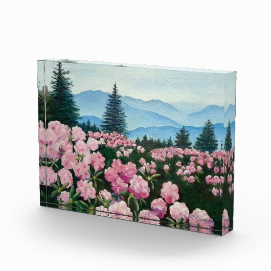 Bergbau Wildblume Ölgemälde Landschaft Drucken Fotoblock (Rechts)