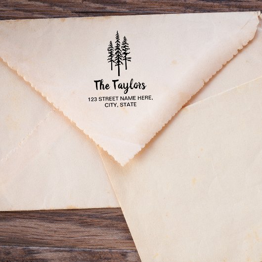 Bergbauernhof Rustikaler Vintager Kiefernbaum Gummistempel