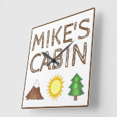 Bergbaum Sonnenschein Camping Campingplatz Kabine Quadratische Wanduhr (Winkel)