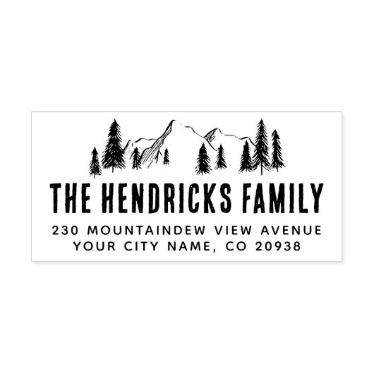 Bergbaum und Pine Bäume Rustikale Rücksendeadresse Permastempel (Design)