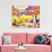 Bergbauten Wasserfall Abstrakte Ölmalerei Leinwanddruck (Insitu (Wohnzimmer))