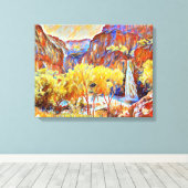 Bergbauten Wasserfall Abstrakte Ölmalerei Leinwanddruck (Insitu (Holzboden))