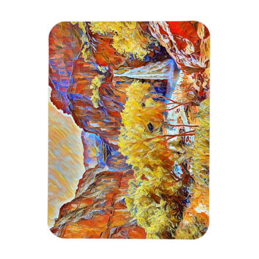 Bergbauten Wasserfall Abstrakte Ölmalerei Magnet (Vertikal)